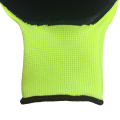 Hi-Vis-Bauarbeiten Handschuhe 13g 15 Gauge Polyester Strickschaum Schaum Latexpalmenbeschichtete Handschuhe